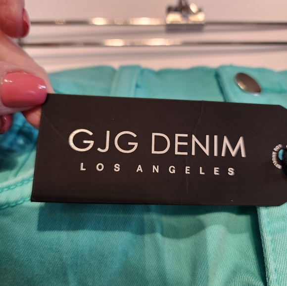 DJG Denim High Waisted Flare Jeans Teal Aqua Stretch Retro Style Jeans Size 11 - Picture 8 of 9